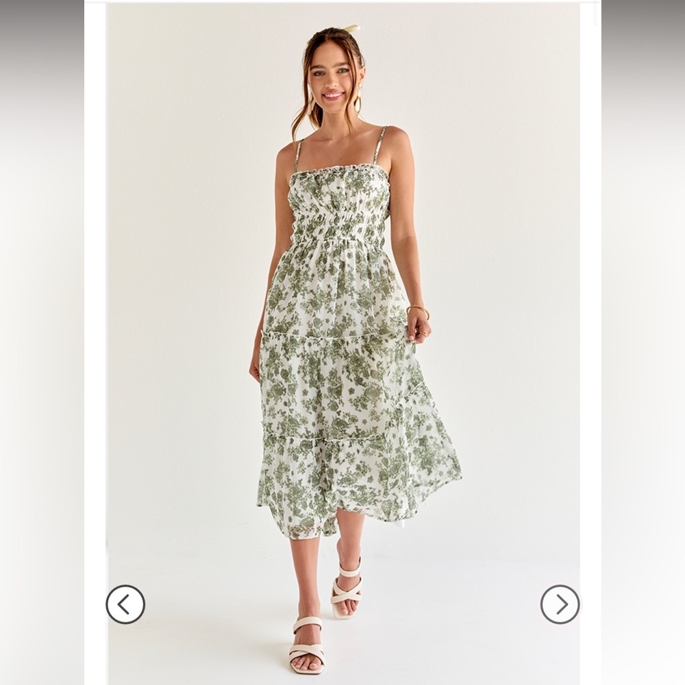 Midi green flora dress